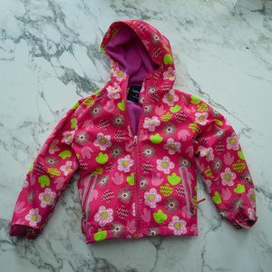 Top & Sky Kids Fleece Lined Rain Jacket Coat Girls Medium Pink Flowers